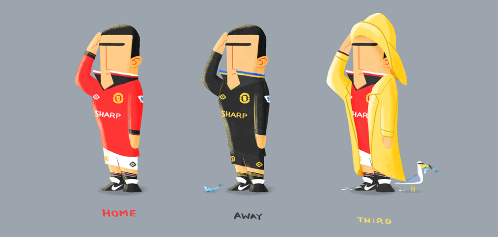 Ilustración sobre Cantona del artista Dan Leydon.